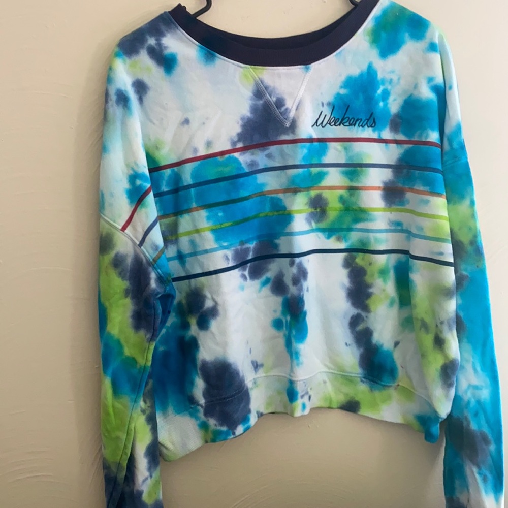 Cropped crew neck tie dye